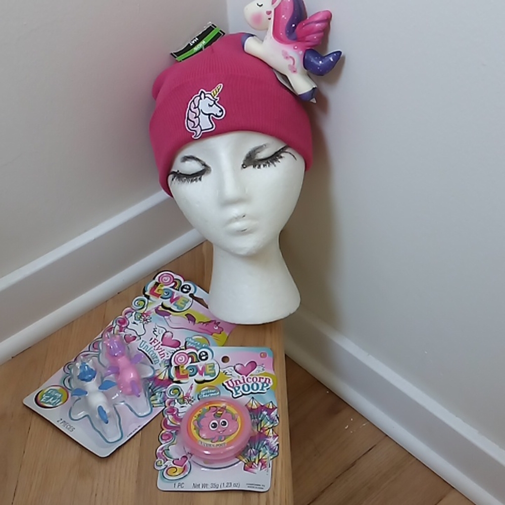 Unicorn Gift Set Beanie Patch Hat and Keepsakes
